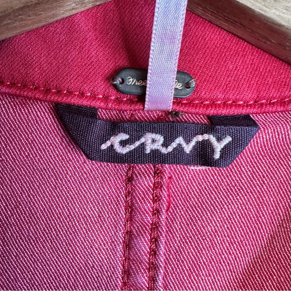 Free People Crvy size 10 Formula One Red Denim Zip Up Lennox Romper Shortsuit - Picture 9 of 11